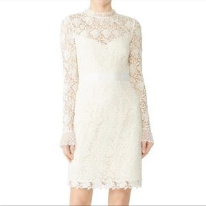 ML Monique Lhuillier Ivory Lace Sheath Mini Dress